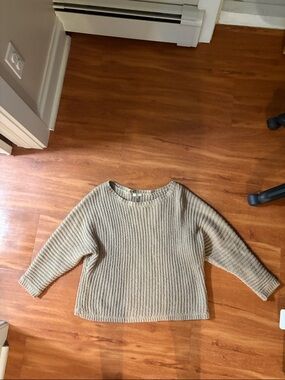 Joie Neutral Waffle-Knit Crewneck Sweater
